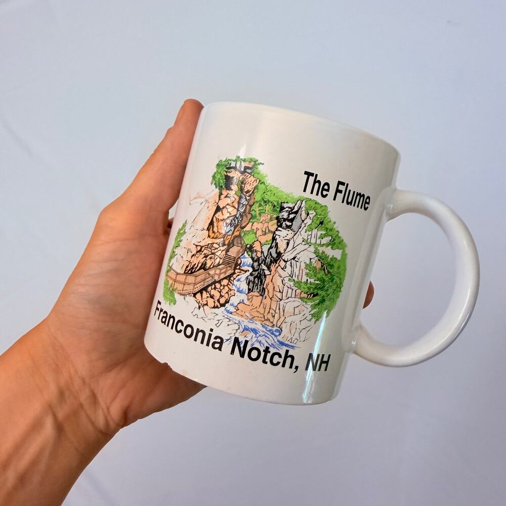 Vintage 80s The Flume Gorge Franconia Notch NH New Hampshire Souvenir Coffee Mug